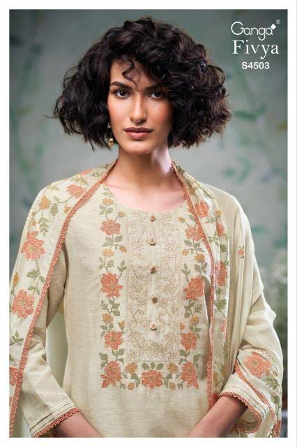 Ganga fivya 4503 dress material wholesalers for boutiques